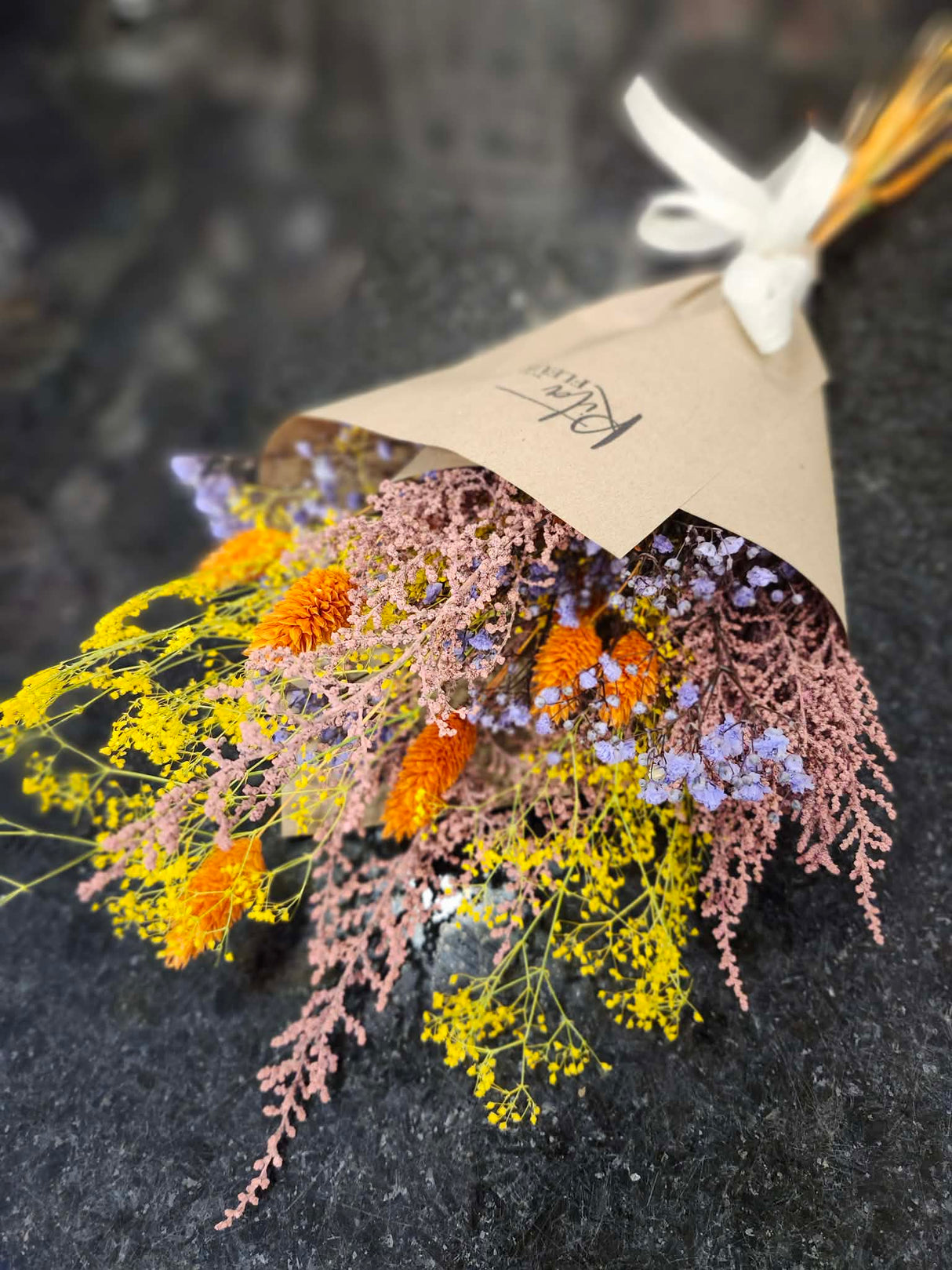 Bouquet fleurs séchées-Colorées