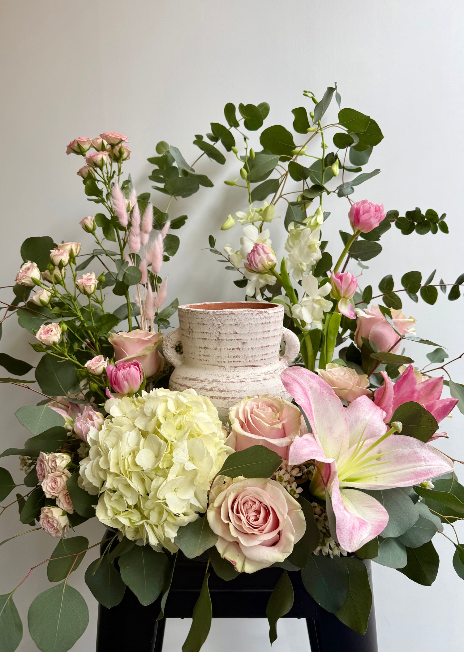 Arrangement d’urne - Nuage rose
