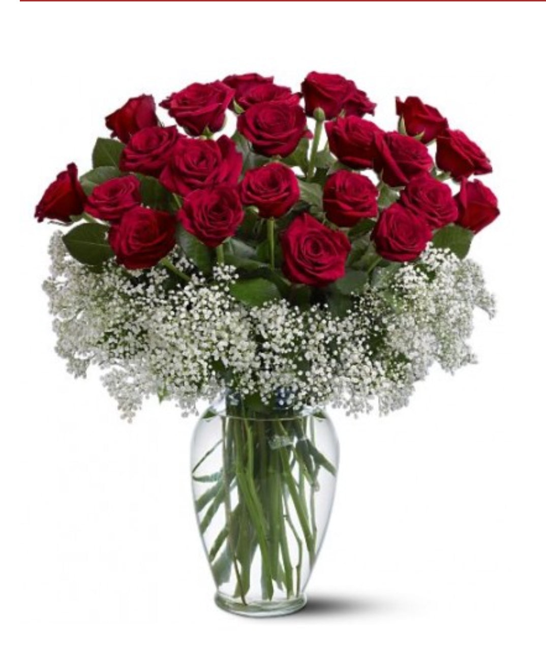 Vase - 25 Roses Rouges