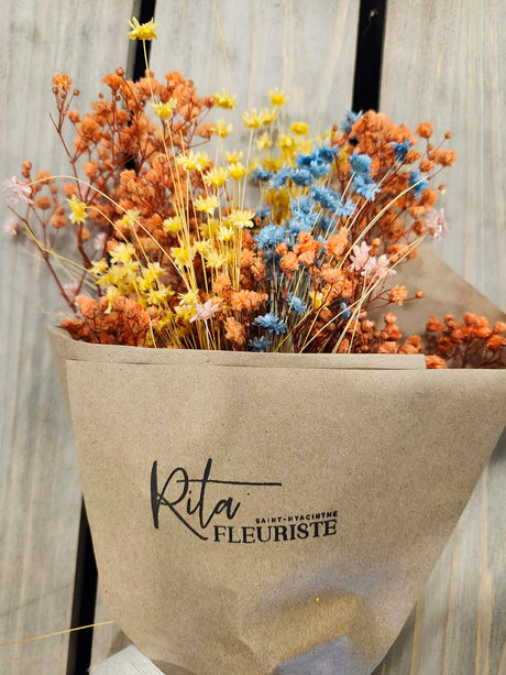 Bouquet fleurs séchées-Colorées