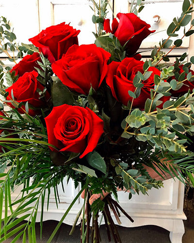 Bouquet - Roses Rouges & Eucalyptus